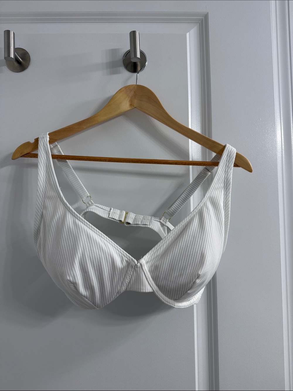 Shade & Shore White Padded Pinstripe Bikini Top
